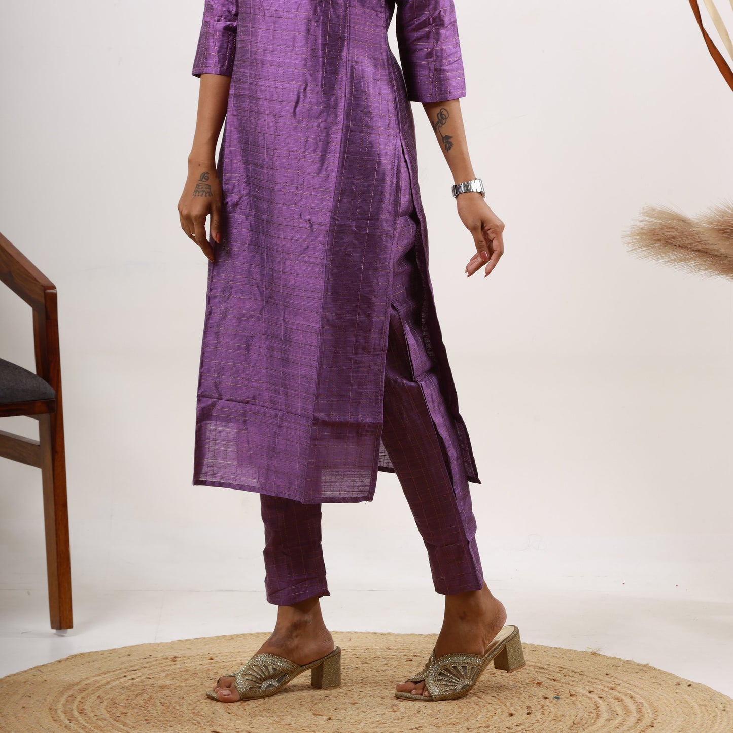 Raw Silk Mini Zari Top and Bottom