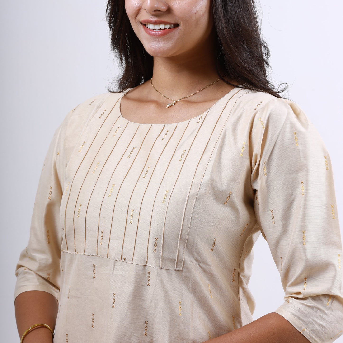 Tussar Silk Fish Butta Set(Tissue Dupatta)