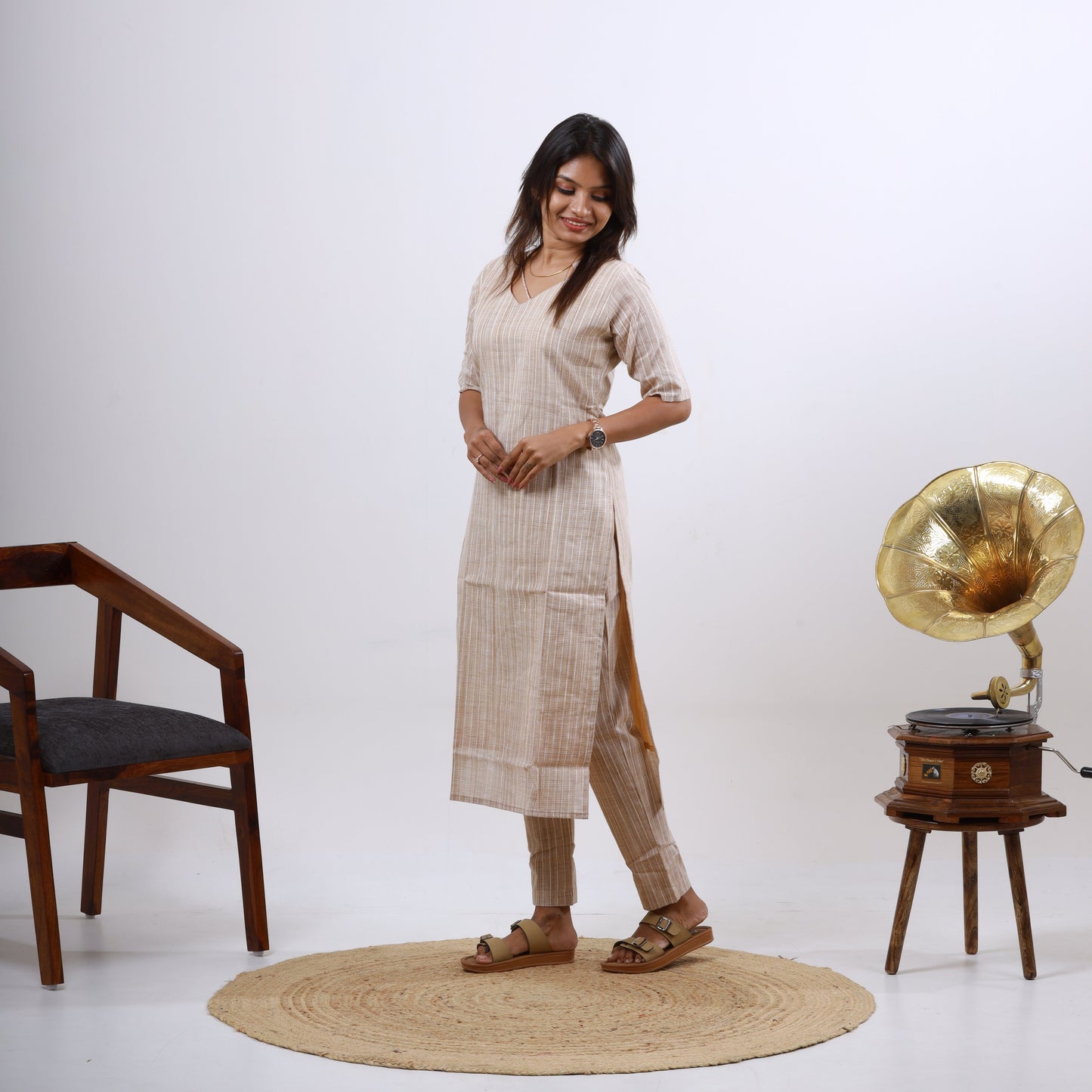 Cotton Katariya stripes(chiku color)