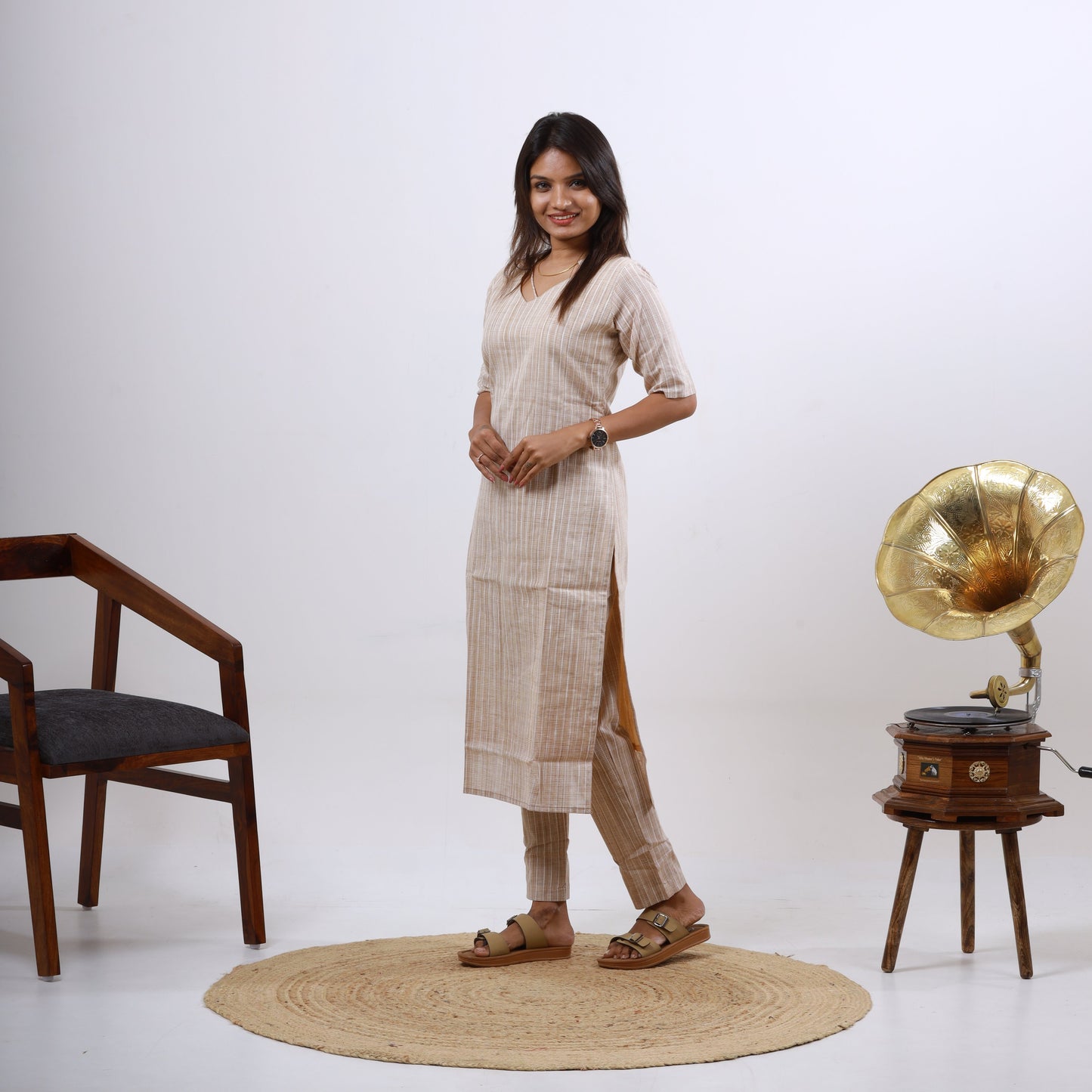 Cotton Katariya stripes(chiku color)