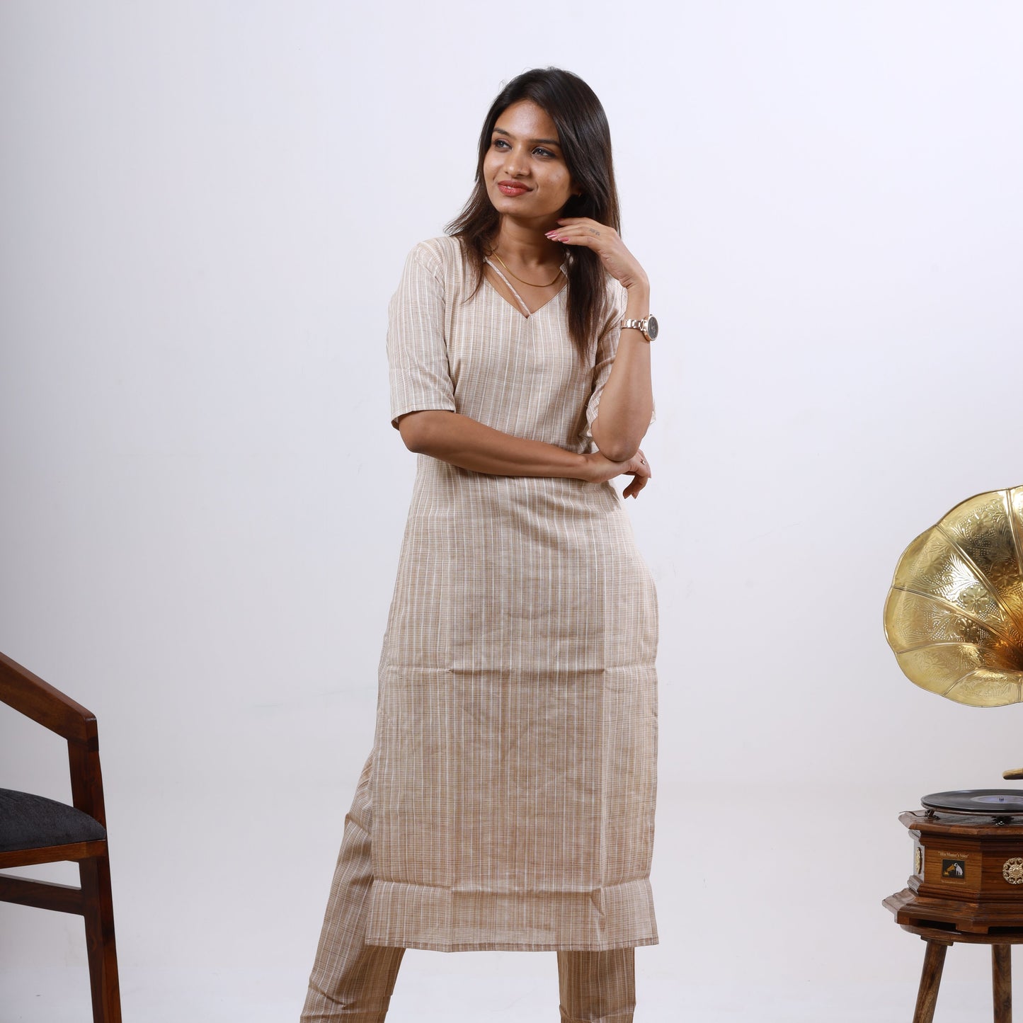 Cotton Katariya stripes(chiku color)