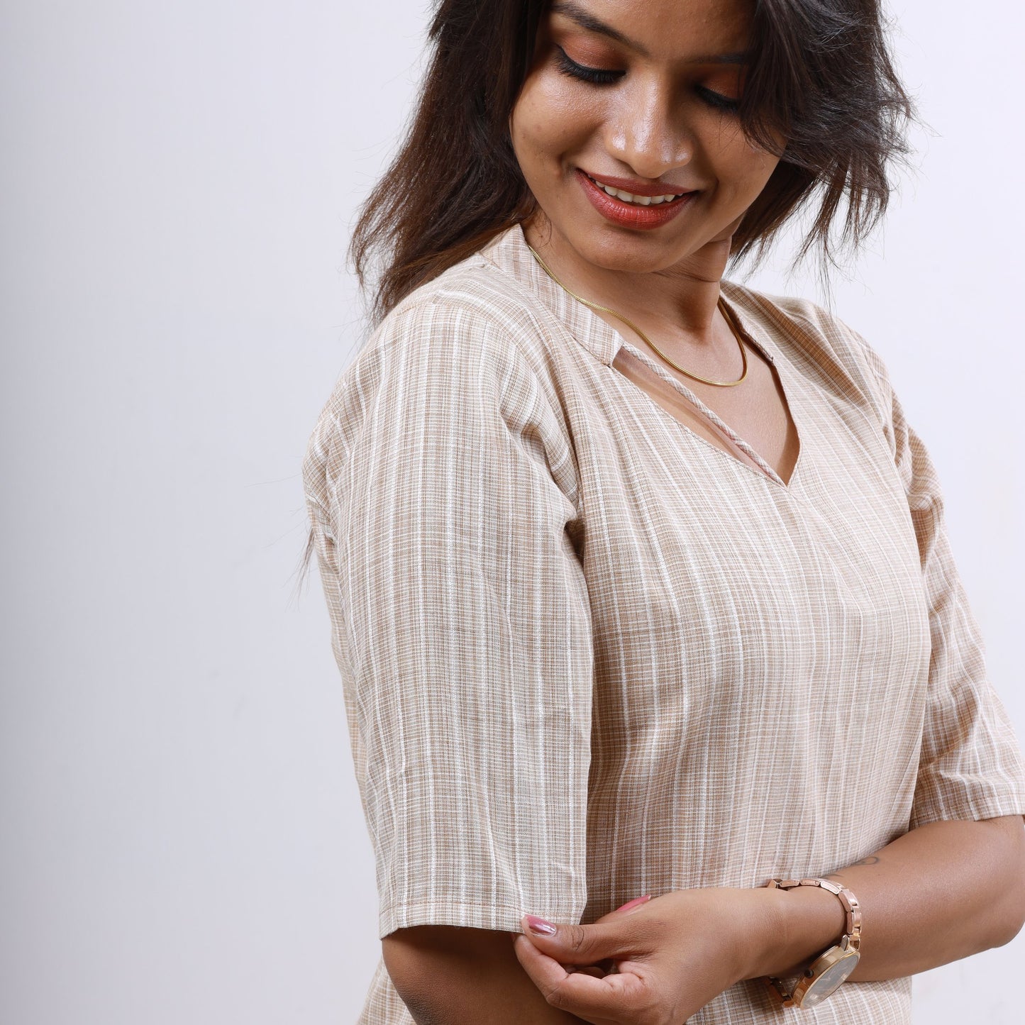 Cotton Katariya stripes(chiku color)