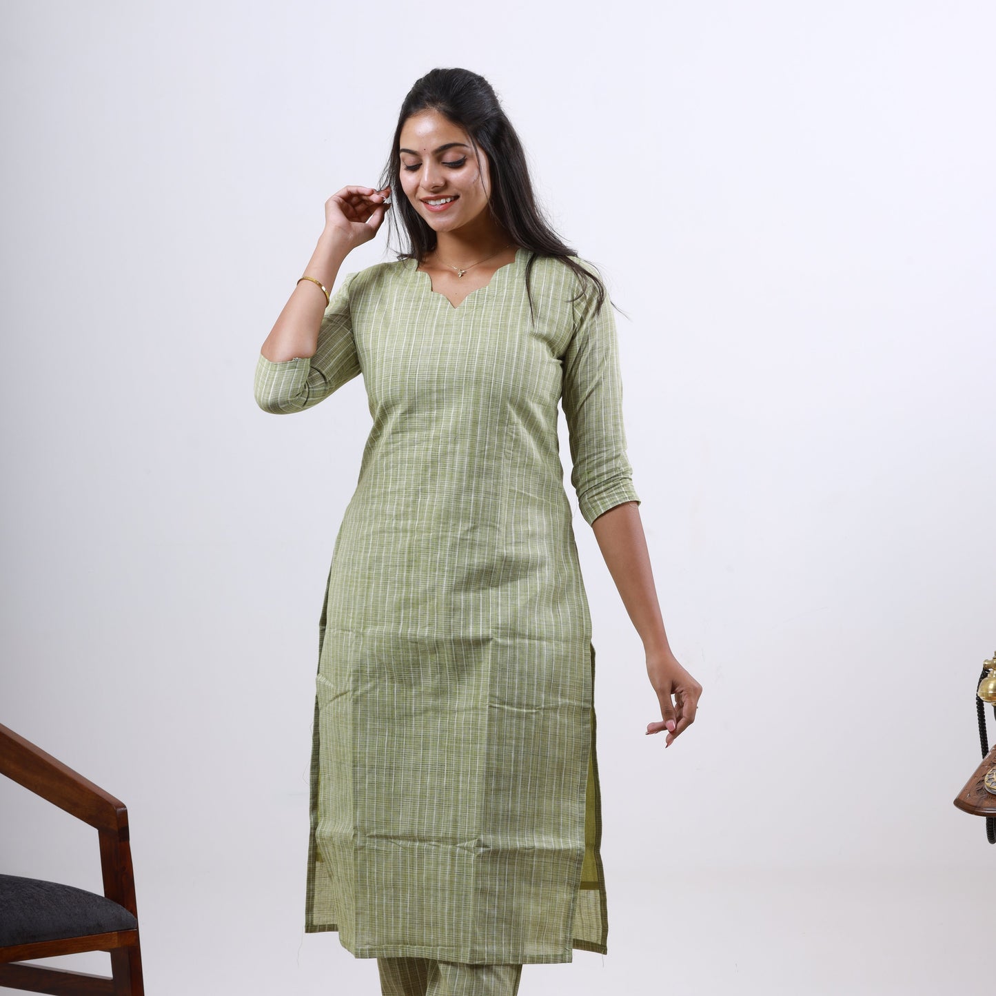 Cotton katariya Oilve Top and bottom