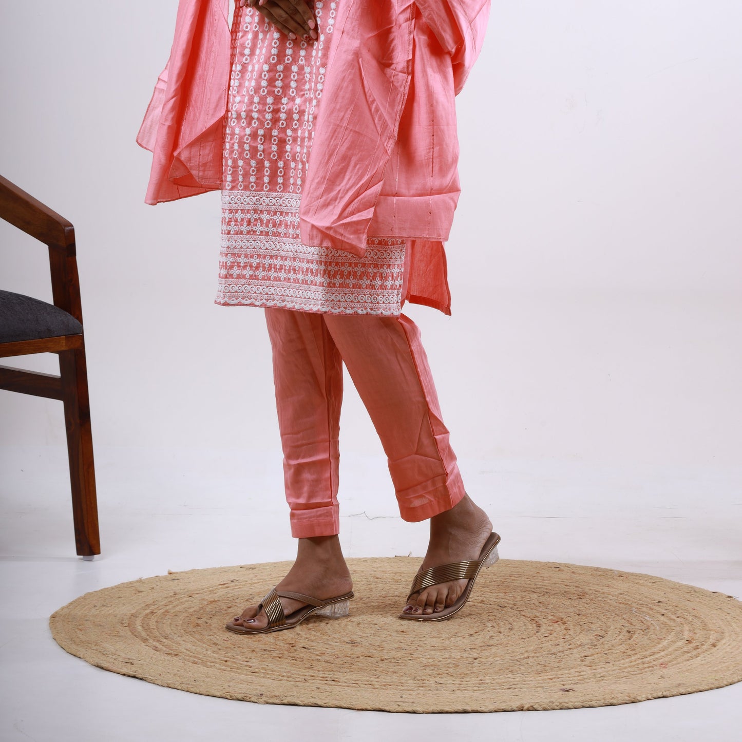 Cotton Chikankari set Pink(xs-l)