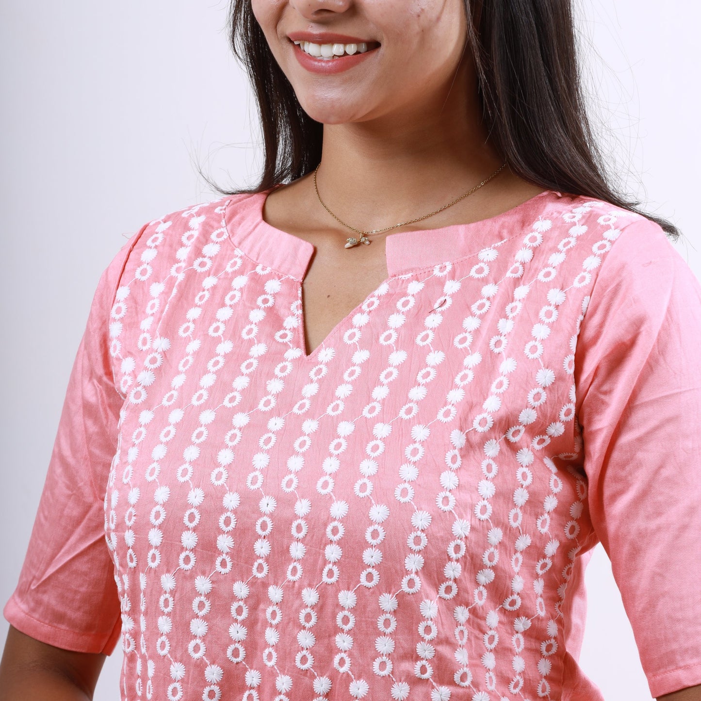 Cotton Chikankari set Pink(xs-l)