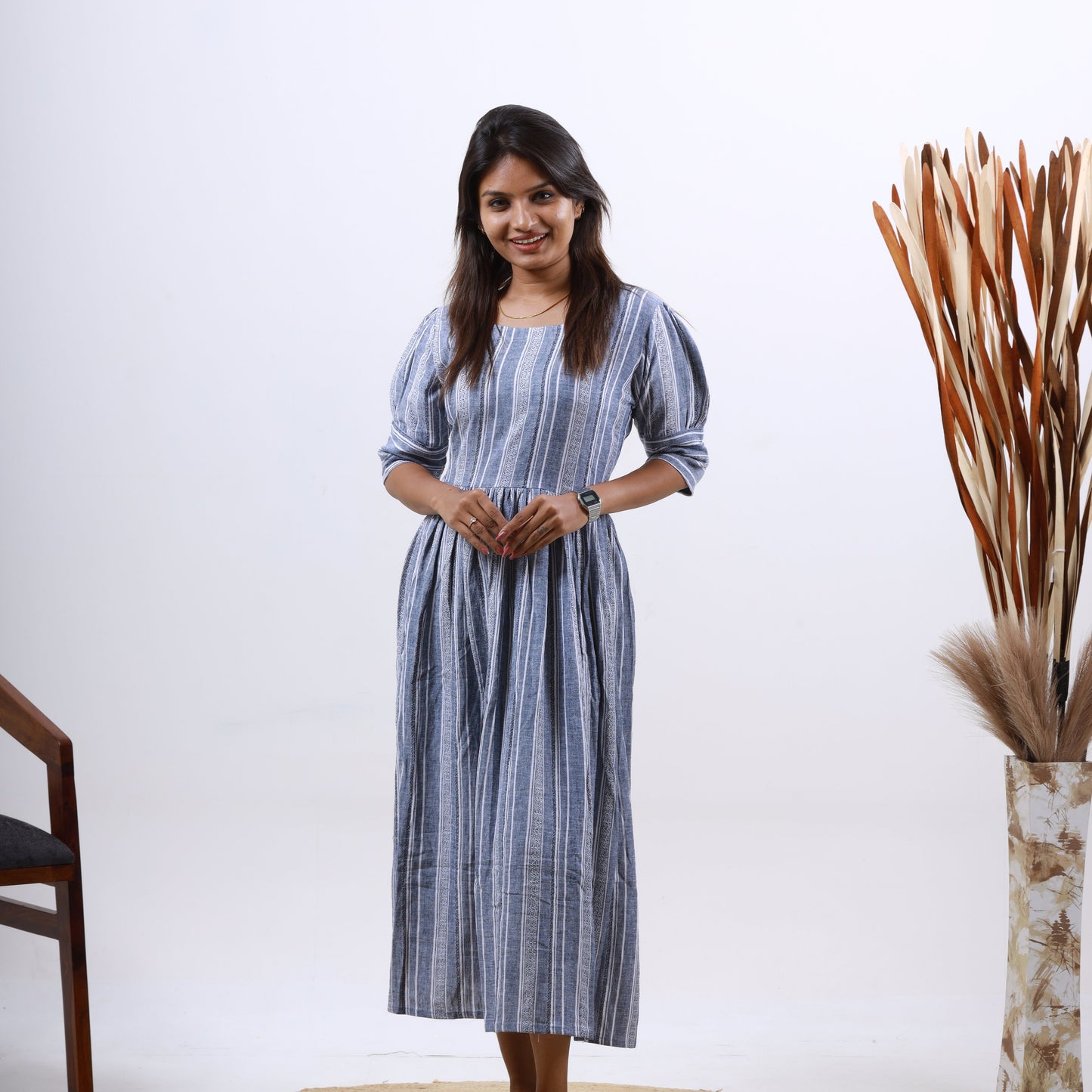 Linen Stone Stripe maxi