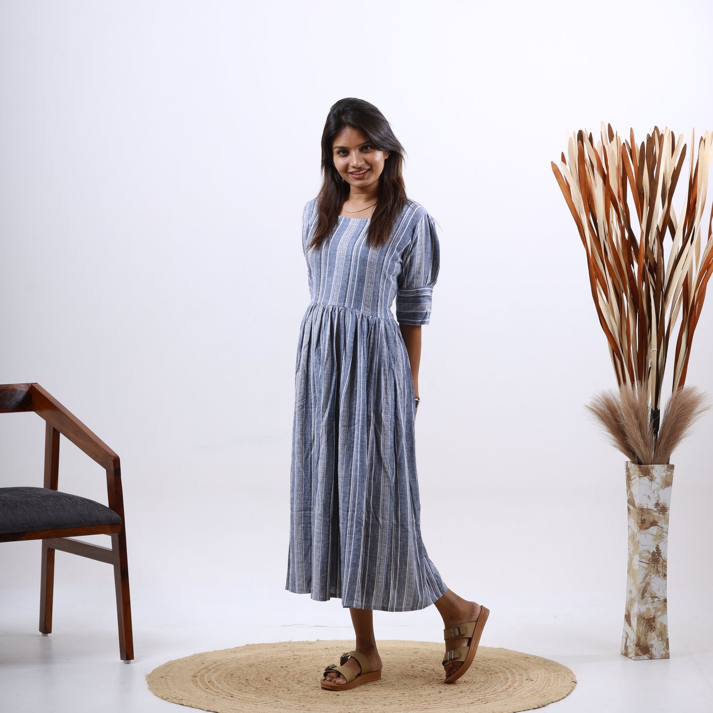 Linen Stone Stripe maxi