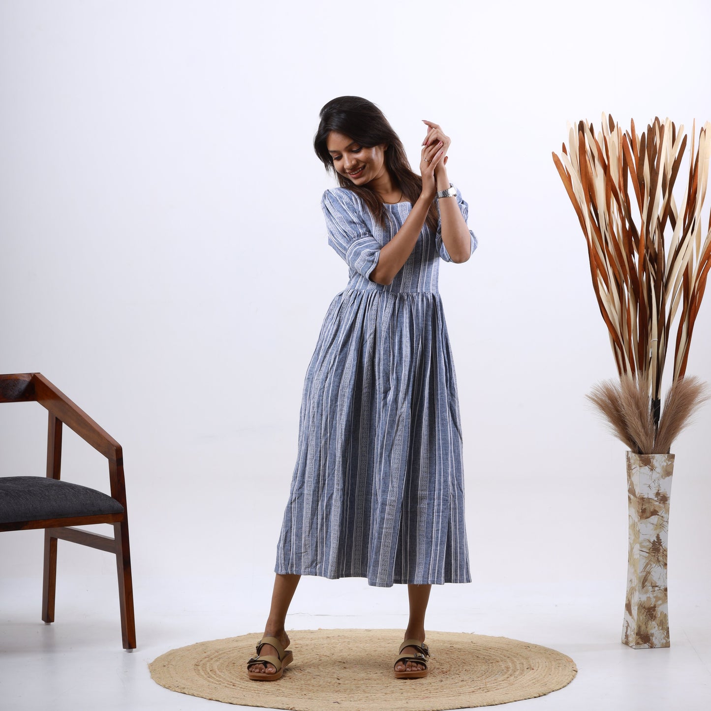 Linen Stone Stripe maxi