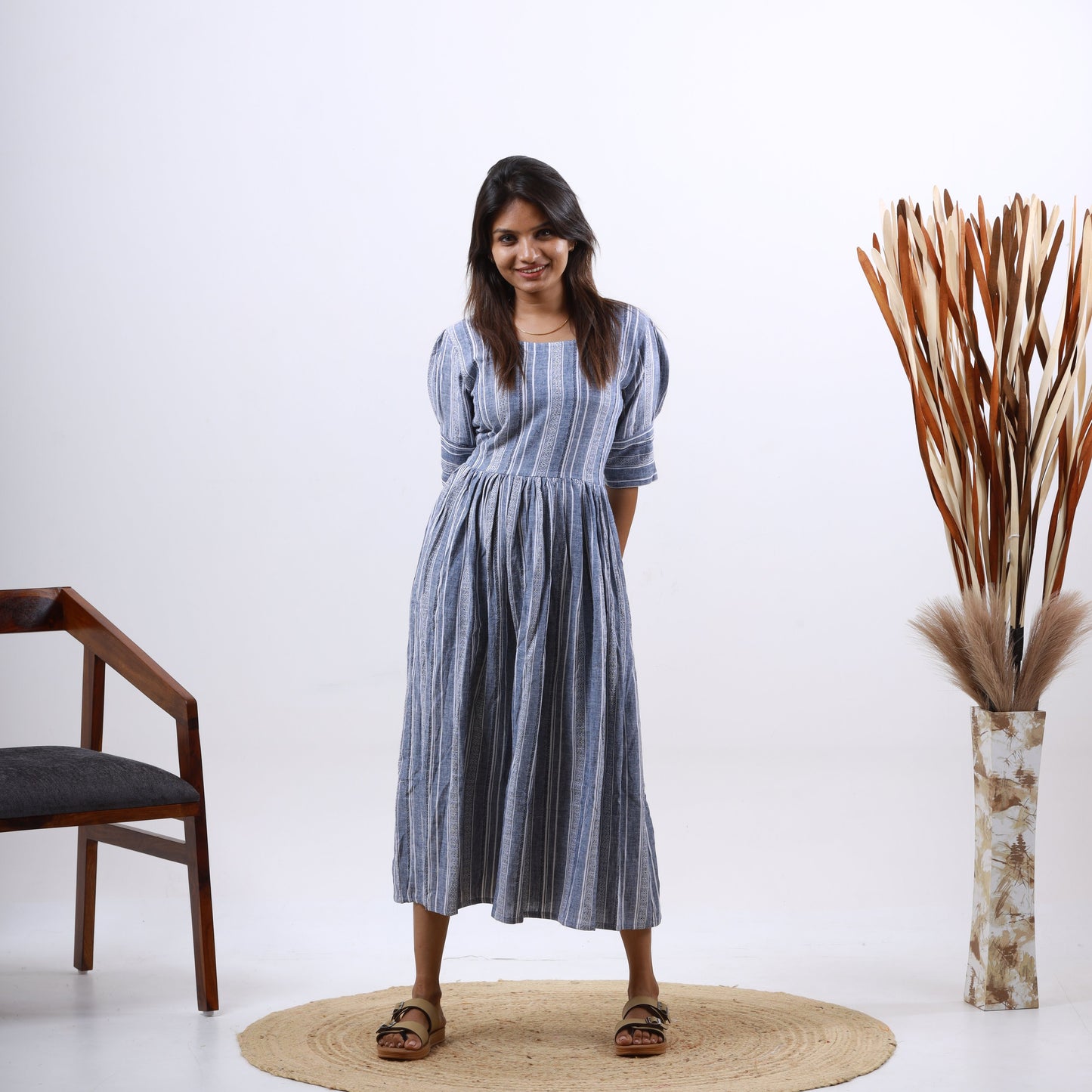 Linen Stone Stripe maxi