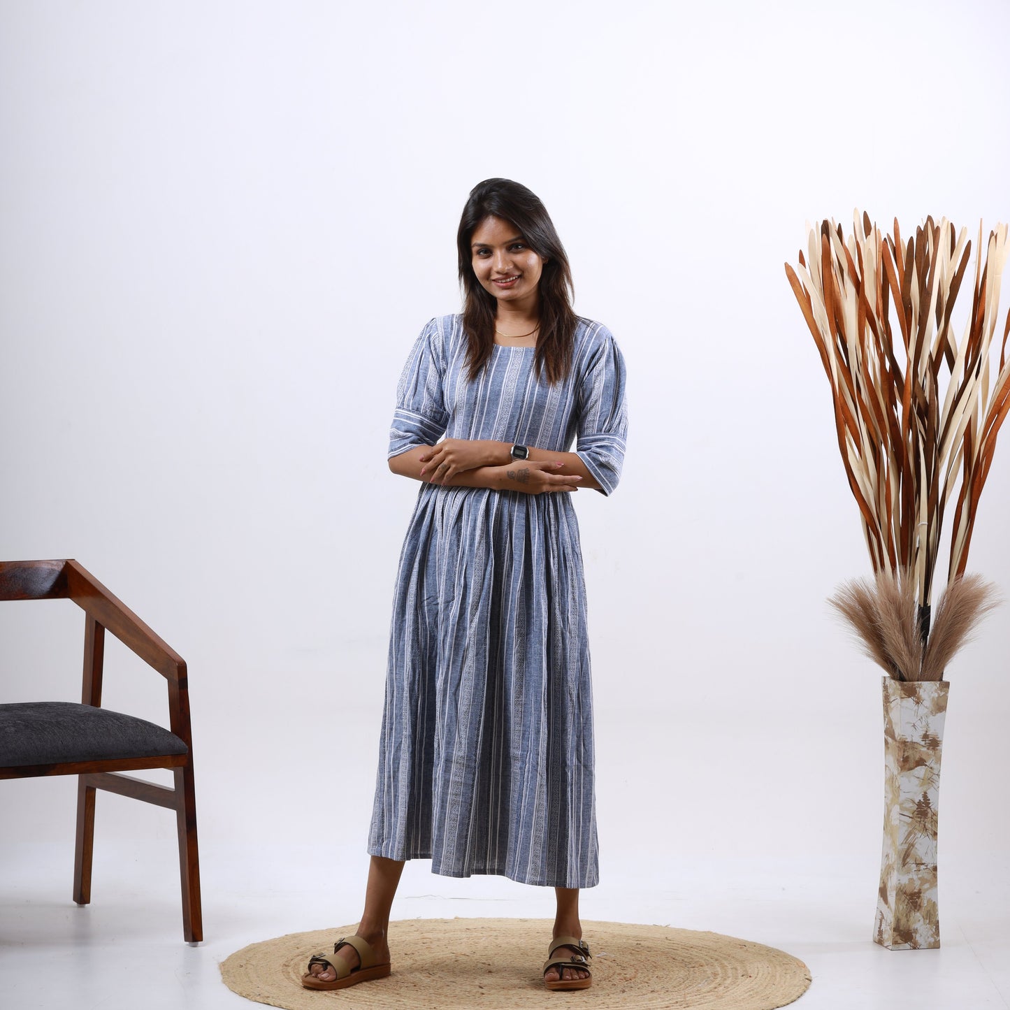 Linen Stone Stripe maxi