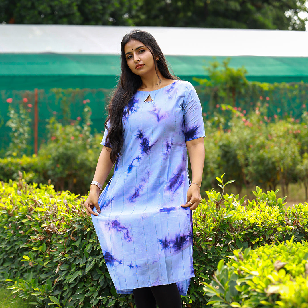 Cotton Dye & Dye Blue kurta
