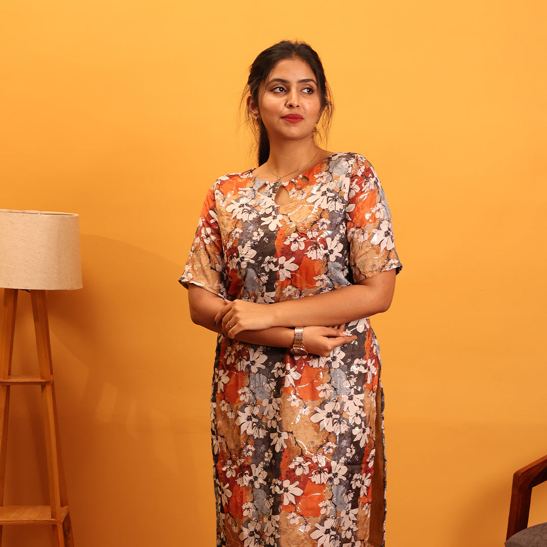 Silk Crepe Embroidery Kurta