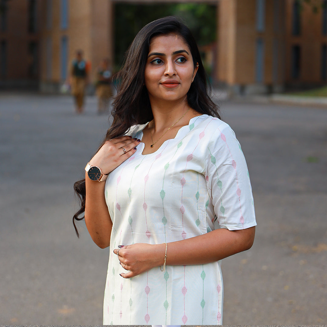 Cotton Red and Green Stripes kurta