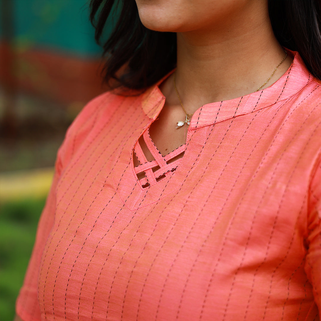 Chanderi Thread Muthu Stripes kurta