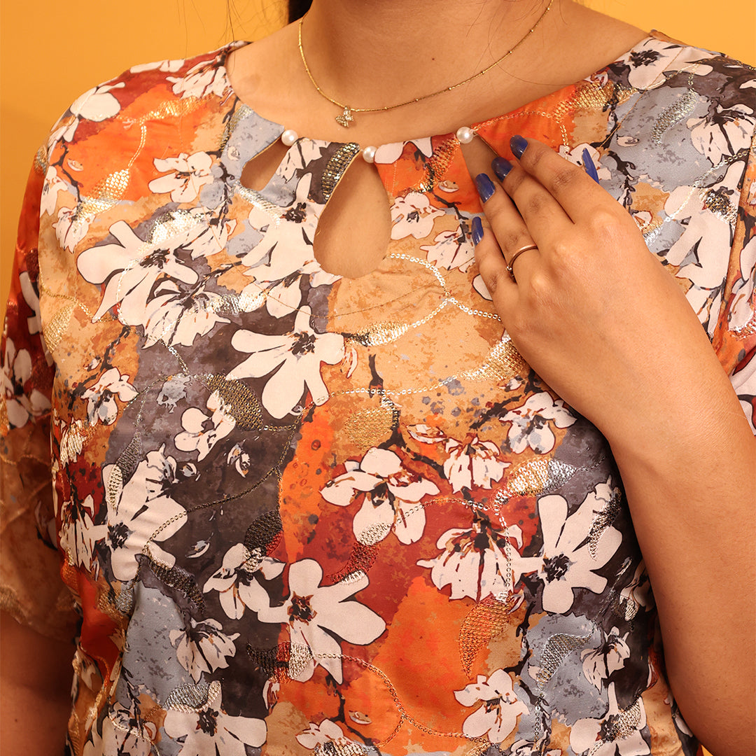 Silk Crepe Embroidery Kurta