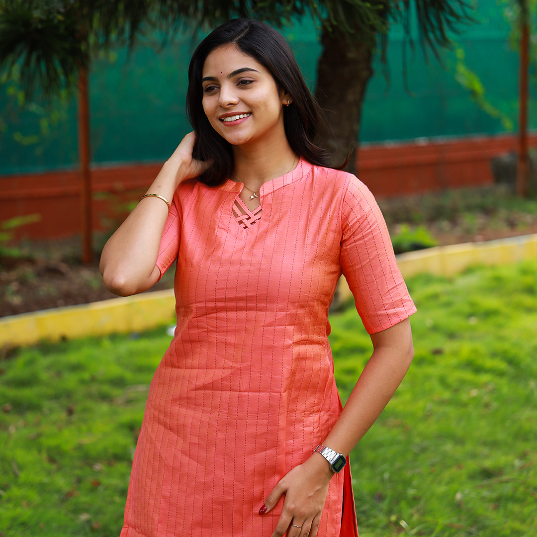 Chanderi Thread Muthu Stripes kurta