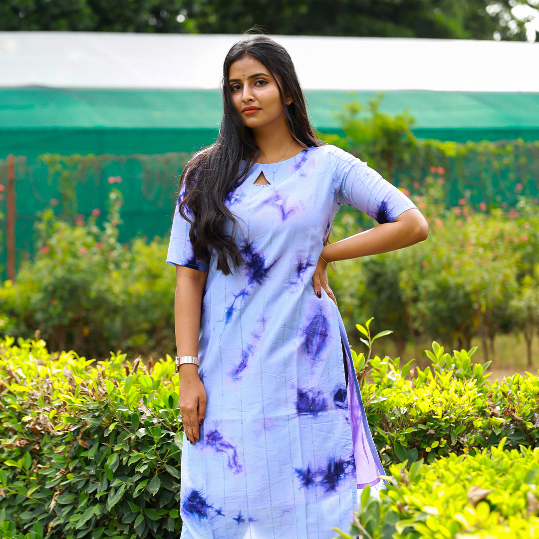 Cotton Dye & Dye Blue kurta
