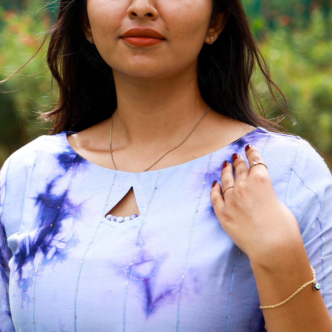 Cotton Dye & Dye Blue kurta