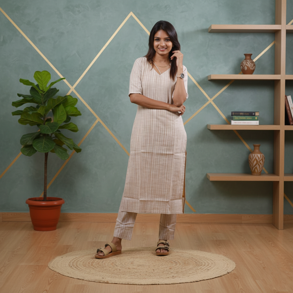 Cotton Katariya stripes(chiku color)