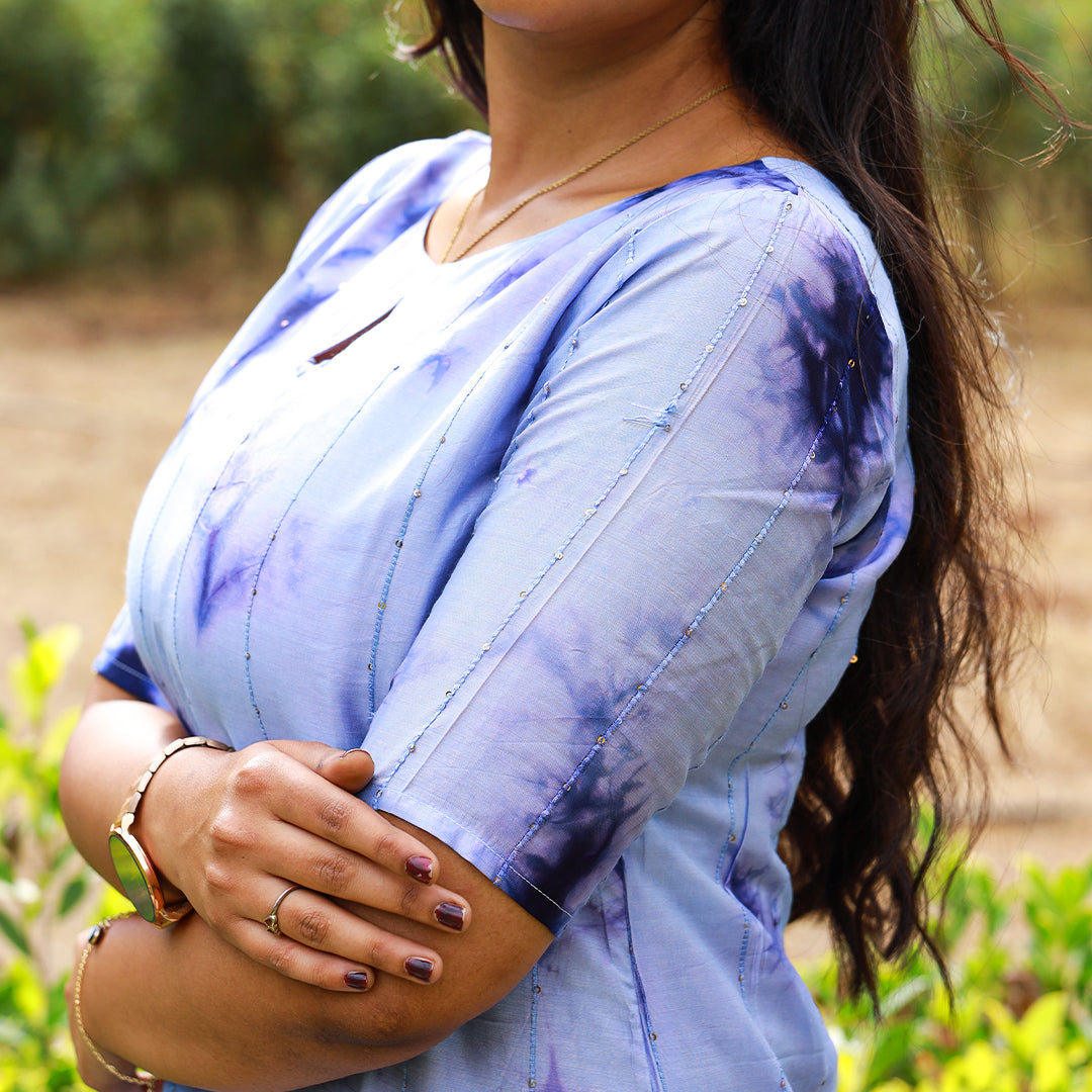 Cotton Dye & Dye Blue kurta