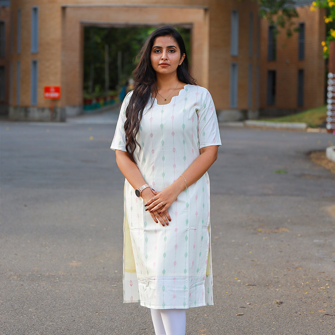 Cotton Red and Green Stripes kurta