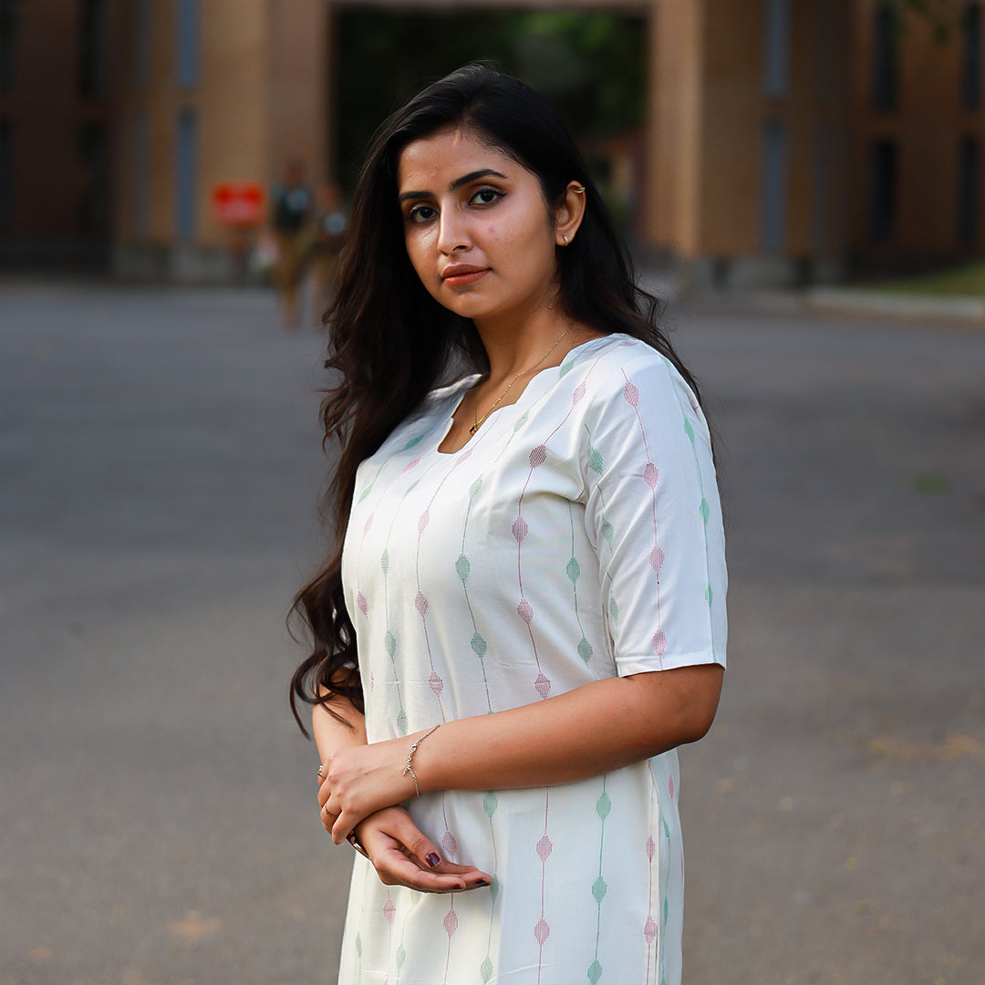 Cotton Red and Green Stripes kurta