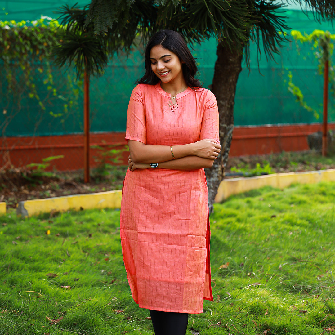 Chanderi Thread Muthu Stripes kurta