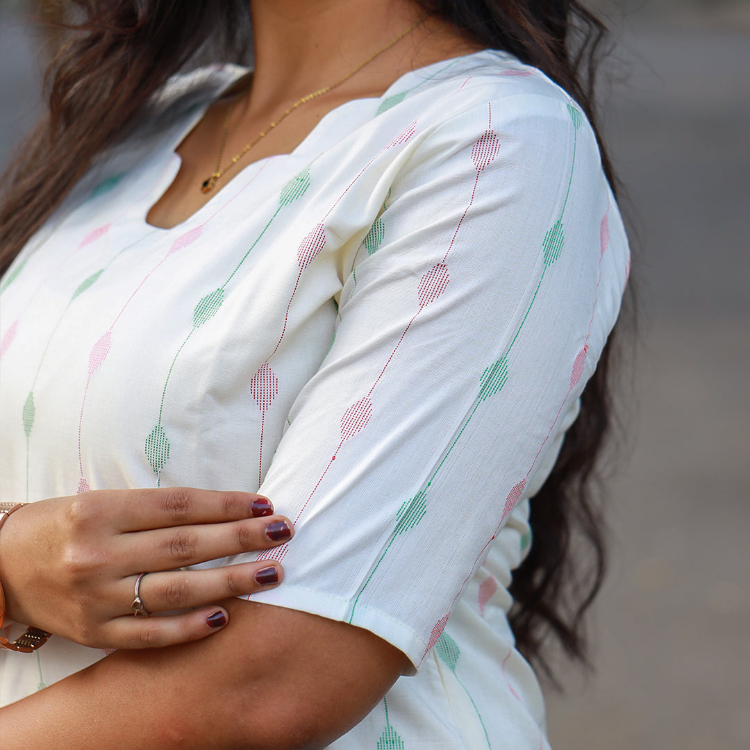 Cotton Red and Green Stripes kurta