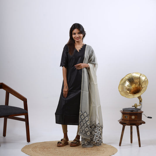 Falling Silk Diamond Butta (Dupatta Chanderi Jacquard)Top and dupatta