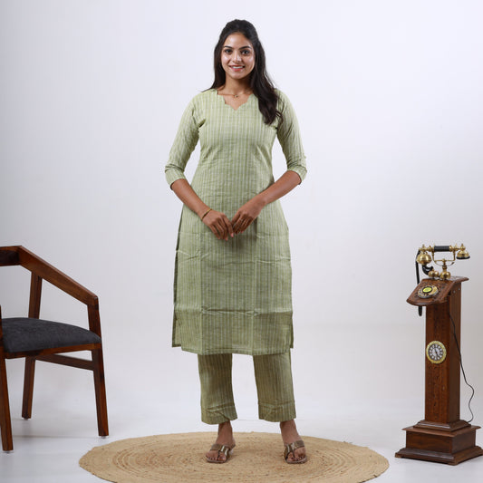 Cotton katariya Oilve Top and bottom