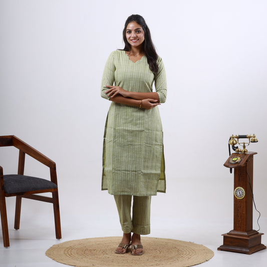 Cotton katariya Oilve Top and bottom
