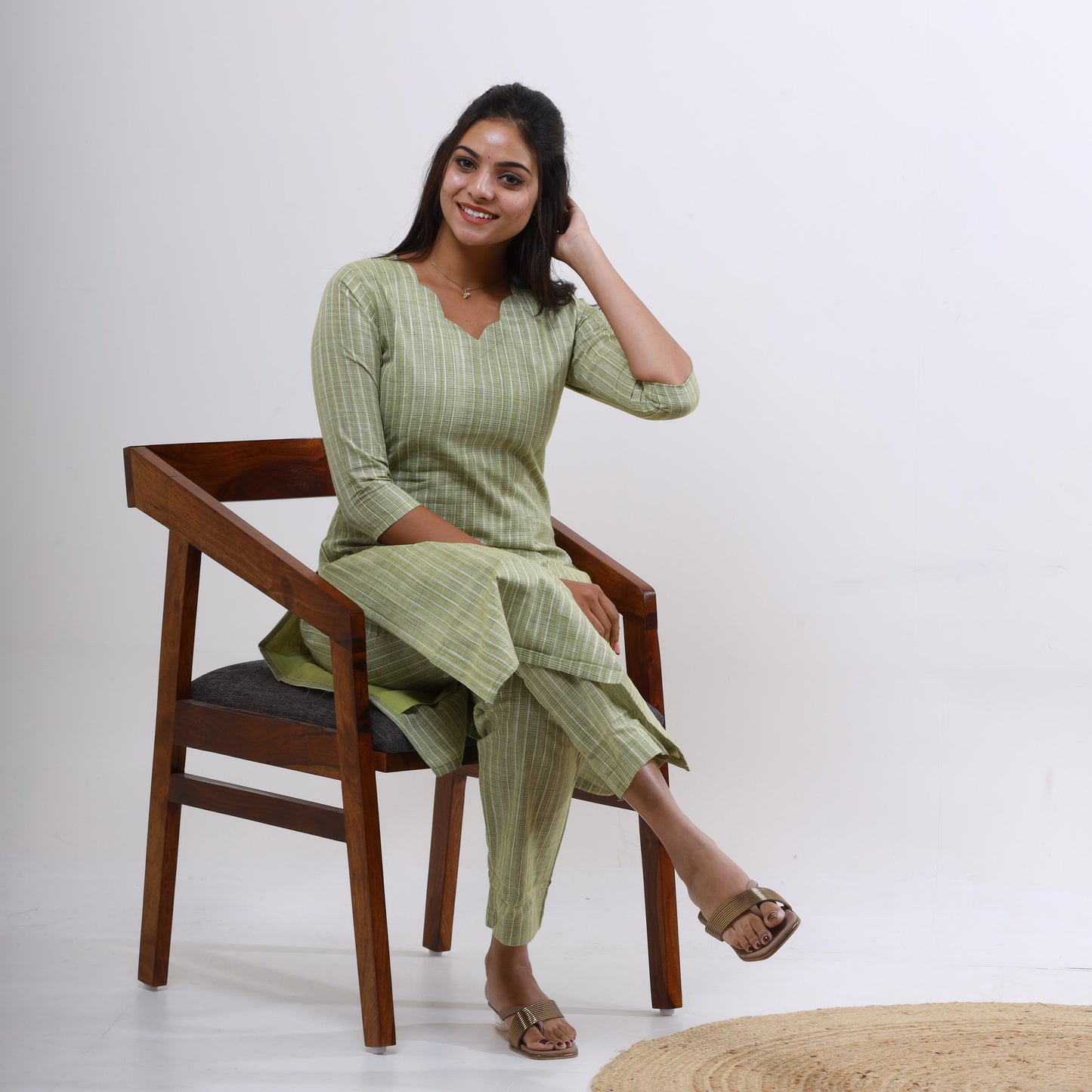 Cotton katariya Oilve Top and bottom