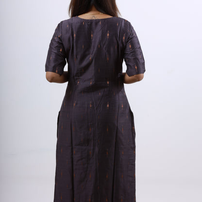 Raw Silk Slub Arrow Butta Copper Dupatta Set