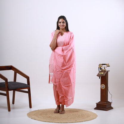 Cotton Chikankari set Pink(xs-l)