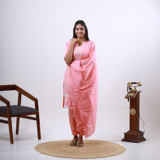 Cotton Chikankari set Pink(xs-l)