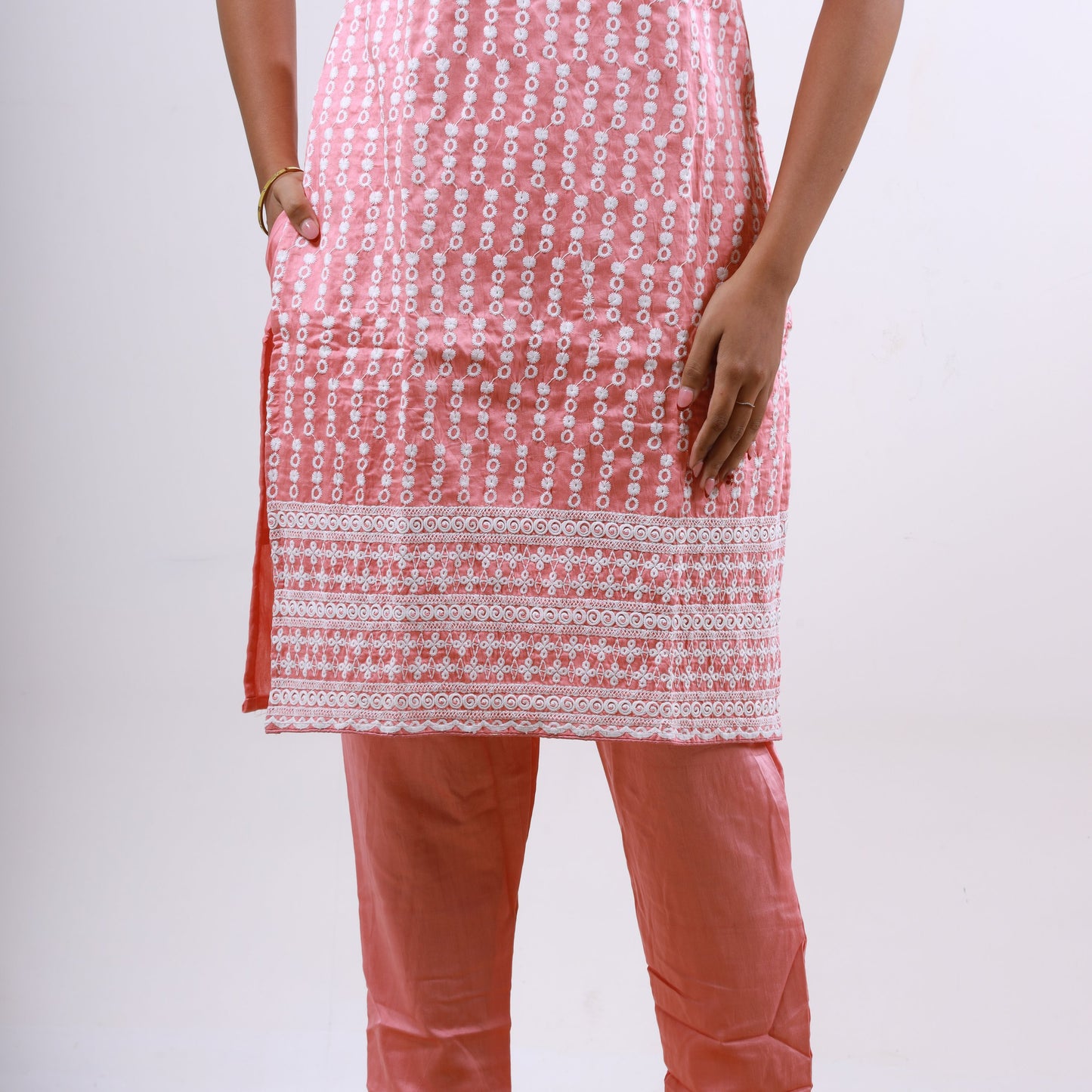 Cotton Chikankari set Pink(xs-l)