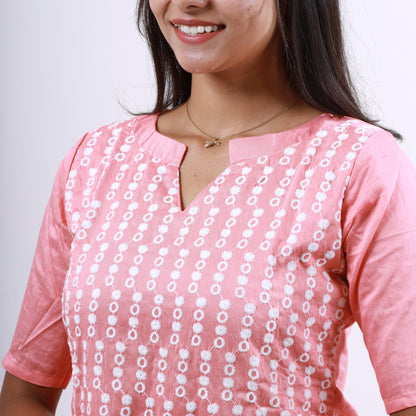 Cotton Chikankari set Pink(xs-l)