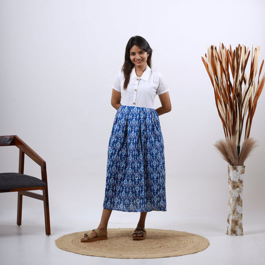 Cotton Hakoba maxi White and Blue