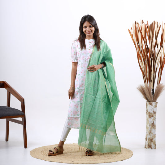 Raw Silk Top and  Dupatta