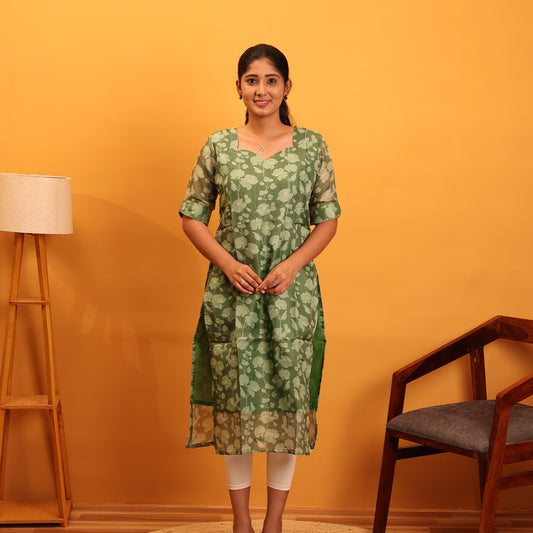 Kota Cotton Green Kurta