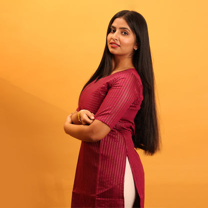 Silk Zari Stripes Cotton Kurta