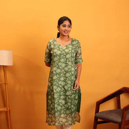Kota Cotton Green Kurta