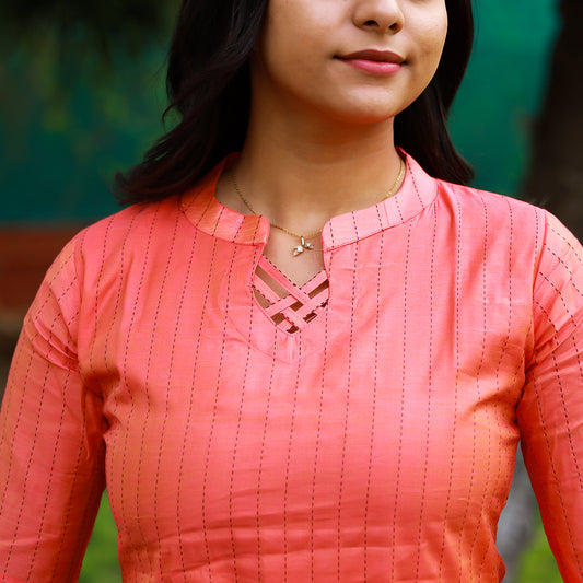 Chanderi Thread Muthu Stripes kurta