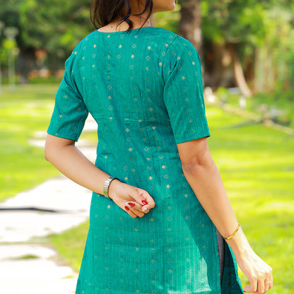 Cotton Diamond Zari Stripes kurta