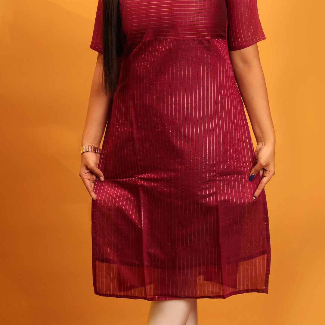 Silk Zari Stripes Cotton Kurta