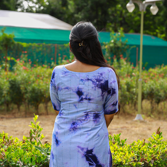 Cotton  Dye & Dye Blue kurta