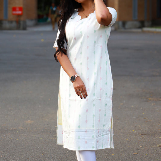 Cotton Red and Green Stripes kurta