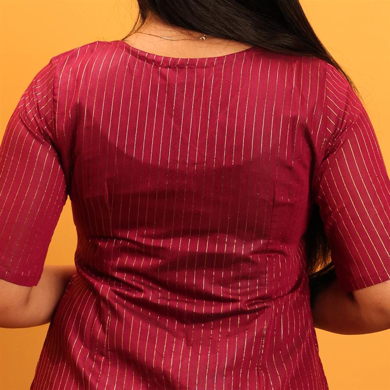 Silk Zari Stripes Cotton Kurta