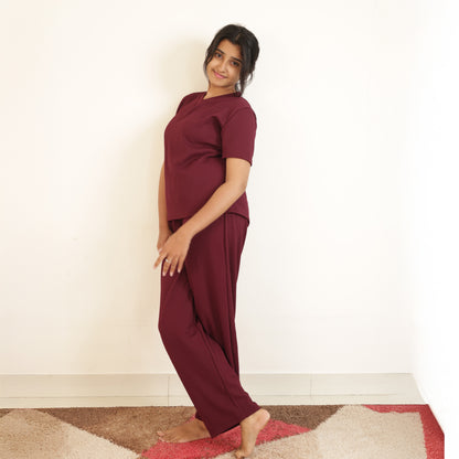 Cotton V Neck Top +Pant  Nightwears