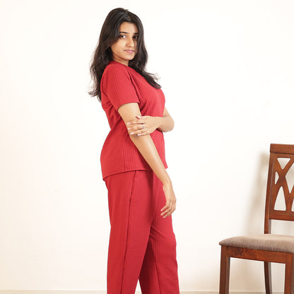 Cotton V Neck Top +Pant  Nightwears